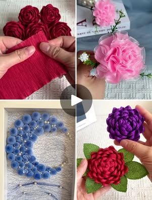 Tissue Paper Bouquet, Paper Flower Crafts For Kids, Crepe Paper Flower Bouquet, Flower Crafts For Kids, Flower Bouquet Ideas, Crepe Paper Flower, Tissue Paper Crafts, Look Rose, Paper Flower Crafts