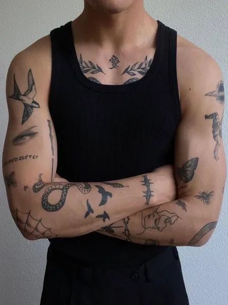 Vintage Men Summer Outfit, Mens Tattoos Patchwork, Male Patch Work Tattoos, Patch Work Sleeve Tattoo Men, Asian Patchwork Tattoo, Upper Arm Patchwork Tattoo, Patchwork Tattoo Ideas For Men Arm, Tattoo Ideas For Men Patchwork, Tattoo Ideas 777