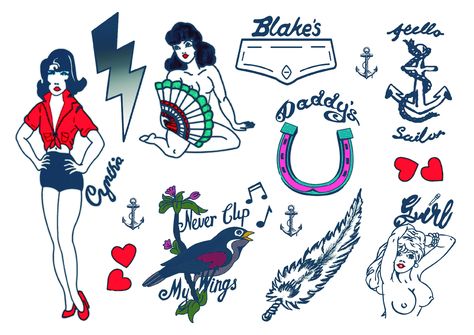 Rockabilly Tattoo Sleeve, Hen Tattoo, Rockabilly Tattoos, Amy Winehouse Style, Tattoo Vintage, Large Temporary Tattoos, Tattoo Paper, Red Ink Tattoos, Up Tattoos