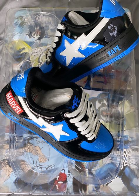 Bapesta Shoes, Marvel Shoes, Bape Shoes, Shoes For School, Nike Off White, Nike Fashion Shoes, Pretty Shoes Sneakers, Balenciaga Sneakers, Shoes Outfit Fashion