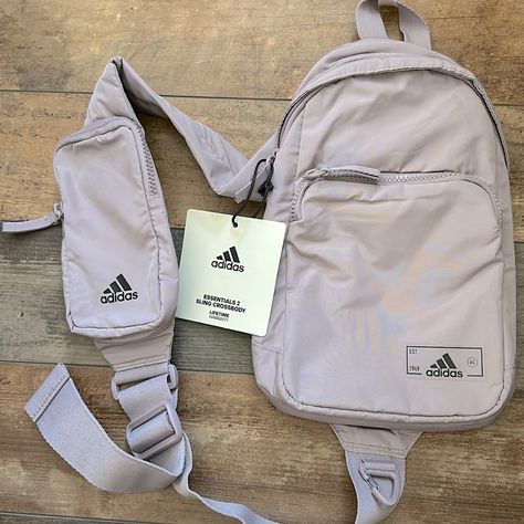 Nwt Adidas Essentials 2 Sling Crossbody Preloved Fig Purple/Black Wipeable And Easy To Clean Backpack That Features Multiple Zippered Pockets And Spacious Storage Space. Pet And Smoke Free Home Clean Backpack, Adidas Bags, Purple Black, Purple And Black, Adidas Women, Storage Space, Fig, Zipper Pocket, Storage Spaces