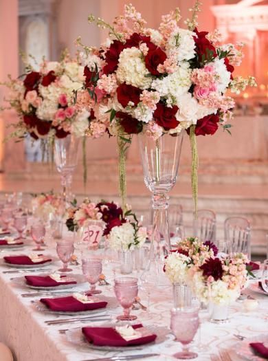 armenian wedding with traditional wedding rituals and wedding decor red and white valentines-inspired Pink And Burgundy Wedding, Duke Images, Burgundy Wedding Centerpieces, Duke Photography, Colored Cups, Red Wedding Theme, Bride Magazine, Tall Vase, Flower Centerpieces Wedding