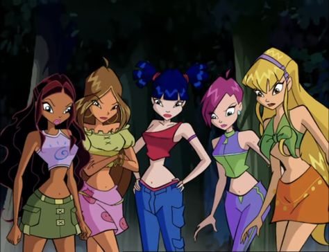 5 Girls Squad Cartoon, Winx Club Fairies, Tv Clothes, Las Winx, Klub Winx, The Cartoon, Cartoon Icons, Cartoon Shows, Winx Club