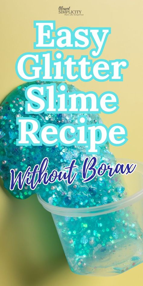 Making this easy glitter slime recipe with your children is the perfect addition to any family fun night. This DIY glitter slime is Borax free and safe! Glitter Slime Recipe, Playdough Slime, Diy Homeschool, High School Tips, Fluffy Slime Recipe, Cousin Camp, Easy Slime Recipe, Preschool Stem, Diy Slime Recipe