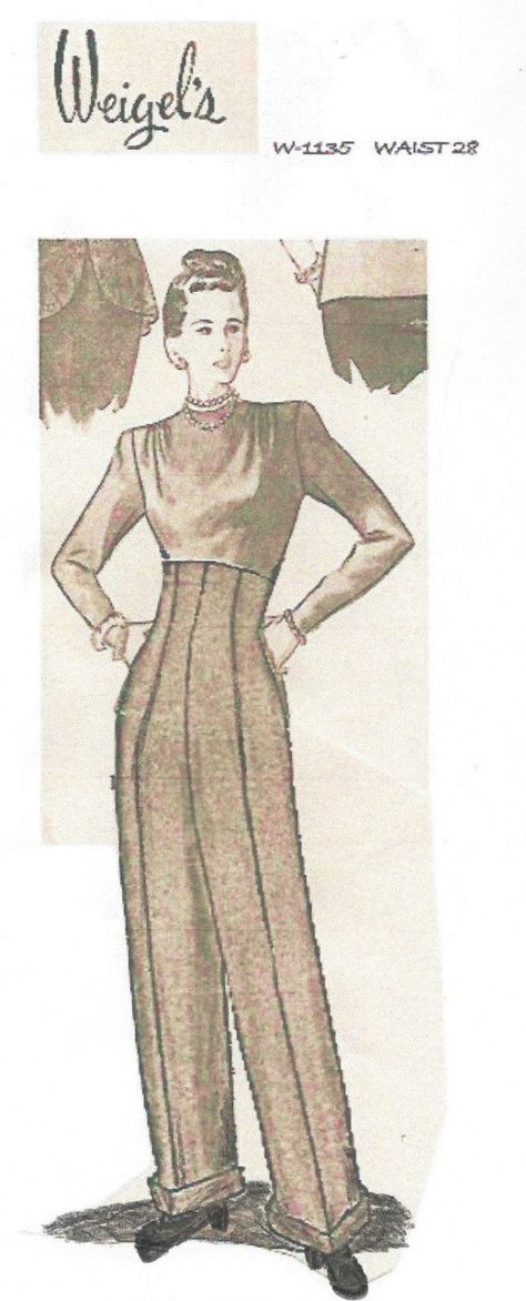 1940s-WW2-Vintage-Sewing-Pattern-W28-WOMENS-PANTS-TROUSERS-W1135-28-262087052919 Sew In Weave, Sewing Pants, Simplicity Dress, Personalized Ribbon, Scale Pattern, Body Form, Paper Sewing Patterns, Aprons Patterns, Simplicity Sewing