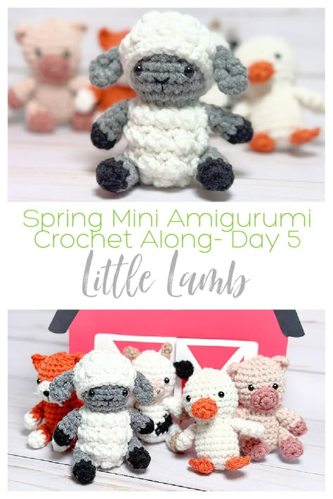 Mini Sheep Amigurumi Free Pattern, Crochet Small Farm Animals, Crochet Farm Animal Mobile, Crochet Mini Sheep Free Pattern, Easy Crochet Lamb Free Pattern, Free Sheep Crochet Pattern, Mini Cow Crochet Pattern Free, Lamb Crochet Pattern Free, Crochet Farm Animals Free Pattern