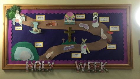 Our lent journey Lent Display, Catholic Bulletin Boards, Teach Me To Pray, Jesus Last Supper, School Display, Church Ministry, School Displays, Bulletin Board Display, Catholic Kids