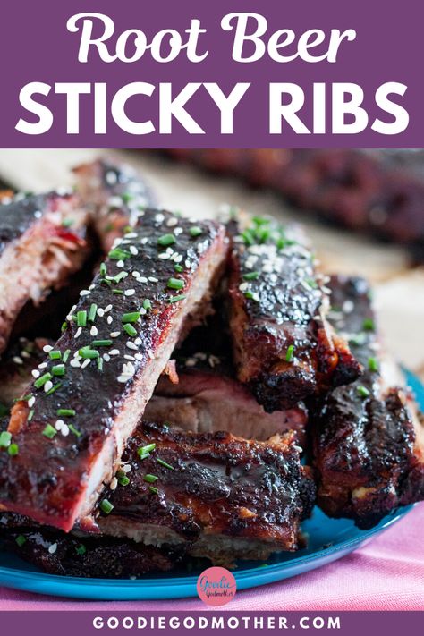 Try something a little different with this root beer glazed ribs recipe to make ribs on the grill!  #bbqrecipes #porkribs #dinnerideas Spicy Ribs Recipe, Pork Rib Rub Recipe, Sticky Ribs Recipe, Spicy Ribs, Ribs On The Grill, Sticky Ribs, Healthy Dinner Salads, Glazed Ribs, Pork Dinner