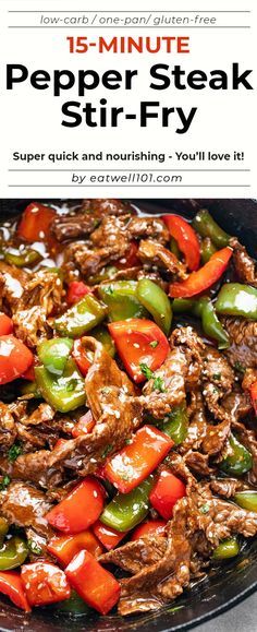 15-Minute Pepper Steak Stir-Fry - #steak #stirfry #recipe #eatwell101 - You'll love this pepper steak stir-fry recipe: A restaurant-quality dinner that you can make in less than 20 minutes, using simple and fresh ingredients. - #recipe by #eatwell101® Peper Steak, Beef And Peppers, Pepper Steak Stir Fry, Steak Stirfry Recipes, Steak Stir Fry, Pepper Steak Recipe, Beef Stir Fry Recipes, Pepper Steak, Health Dinner Recipes