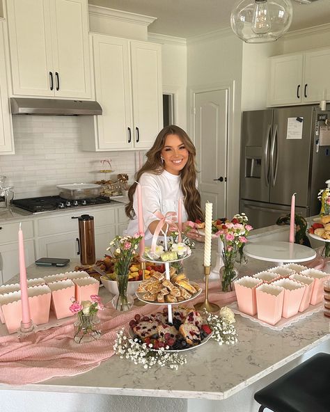 had the sweetest bridal shower brunch over the weekend 👰🏻‍♀️💐💍🎀🥂🍾 my mom and aunt really helped bring my Pinterest board to life and it turned out so beautifully! I linked everything over on my Bridal Shower highlight💞 Coffee cart: @lunaespressocart Cake: @bellaabakesss Dress: @lpa Bow heels: @jewelbadgleymischka Bride sweats: @sixstories #2024bride #bridalshowerideas #coquette #bridalshower #bridevibes #bridalinspiration #bridalshowerfun #bridegoals #bridalshowertheme #bridalstyle #bri... Bridal Shower At Home, Bride Sweats, Bridal Breakfast, Bridal Shower Breakfast, Brunch With The Bride, Wedding Brunch, Coffee Cart, Something Blue Bridal, Blue Bridal Shower