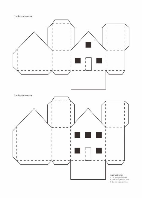 Putz House Patterns 3d Paper House Template, Paper House Printable, Paper House Diy, 3d Paper Houses, Paper House Template, 3d Templates, Putz House, Diy Christmas Village, House Template