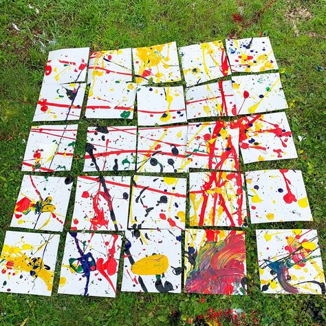 splatter-paint-art-pollock-kids Splatter Painting Ideas, Paint Splatter Painting, Splat Painting Canvas, Paint Splatter Room, Splatter Painting For Kids, Jackson Pollock Art For Kids, Splatter Paint Canvas, Paint Splatter Art, Spiral Art