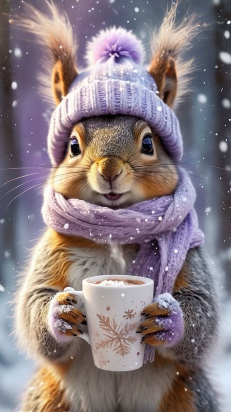 fluffy squirrel at winter - AI creation Cold Weather Pictures, Funny Winter Pictures, Animals In Snow, Funny Squirrel Pictures, Winter Squirrel, Winter Humor, Animals Kissing, Animals In Winter, Happy Squirrel