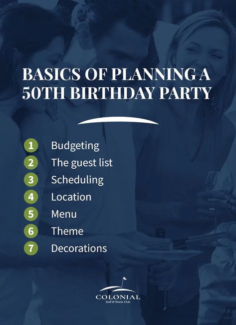 How To Plan A 50th Birthday Party, Planning A 50th Birthday Party, Birthday Ideas With Friends, 50th Birthday Party Food, 50th Birthday Party Ideas, 50th Birthday Ideas, 50th Birthday Party Ideas For Men, Birthday Party Menu, Surprise 50th Birthday Party