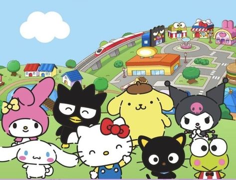 Sanrio Group Photo, Friends Reference, Sanrio Wallpapers, Pins Board, Aesthetic Posters, Badtz Maru, 4 Wallpaper, Sanrio Wallpaper, Sanrio Characters