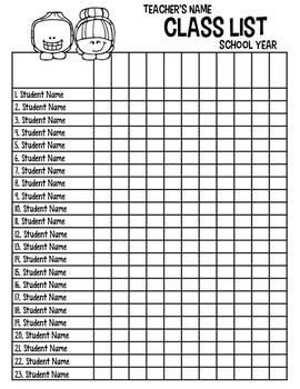 Class List Template, College Instructor, Teacher Forms, School Forms, Class List, Classroom Newsletter, Classroom Organisation, Teacher Planning, Teacher Binder