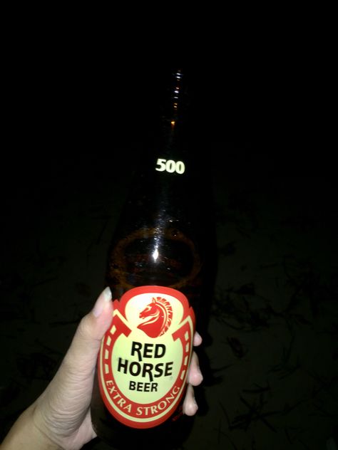 Red Horse Beer Drinks, Red Horse Beer Aesthetic, Redhorse Beer Prank, Redhorse Beer, Red Horse Beer, Star Bus, Beach Selfie, Red Horse, Drinking Beer