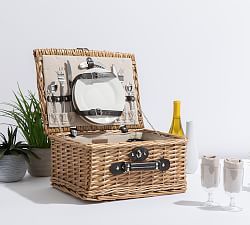 Gifts Under $100 | $100 Gifts | Gift Ideas | Pottery Barn Engagement Party Decorations Diy, Picnic Basket Set, Auction Basket, Picnic Inspiration, Decorative Storage Baskets, Boho Picnic, Basket With Lid, Nice Ideas, Personalized Jewelry Box