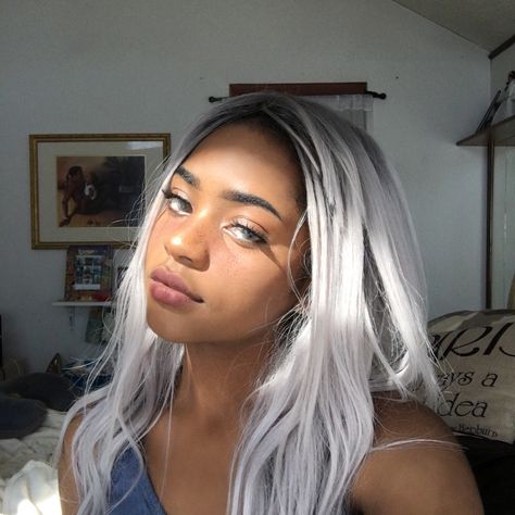 White Hair Color Ideas, White Hair Dark Skin, Perfect Blonde Hair, White Hair Color, Favorite Hairstyles, The Sauce, Tan Skin, Dream Hair, Hair Color Ideas