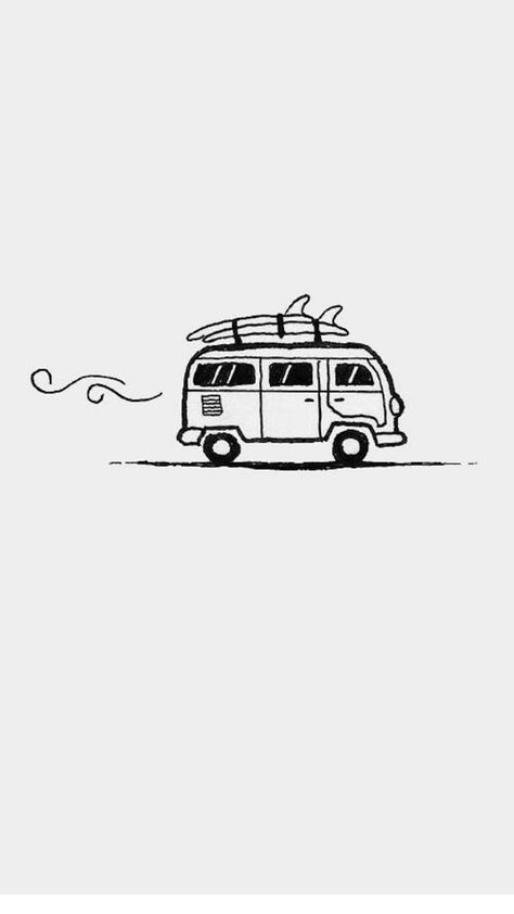 Caravan Doodle, Campervan Drawing, Caravan Tattoo, Campervan Illustration, Road Trip Drawing, Caravan Drawing, Van Illustration, Van Tattoo, Van Drawing