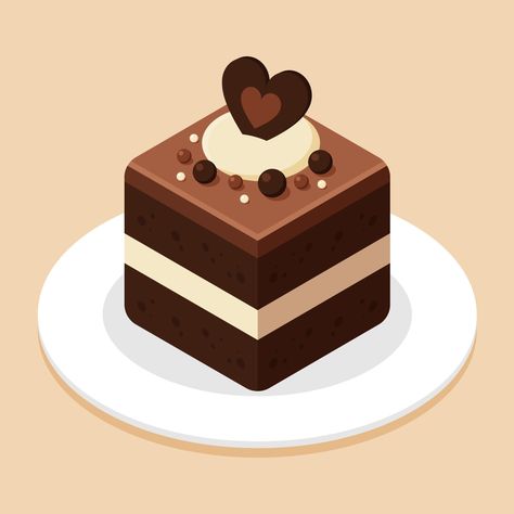 Piece of chocolate cube cake topping with chocolate ball on plate or dish. Delicious sweet dessert concept. Isometric food icon. Cute cartoon vector illustration element. Symbol of sweets. Cafe menu. 13478592 Vector Art at Vecteezy Yellow Desserts, Chocolate Cube, Chocolate Ball, Cake Icon, Cube Cake, British Desserts, Cake Vector, Dessert Illustration, Food Icon