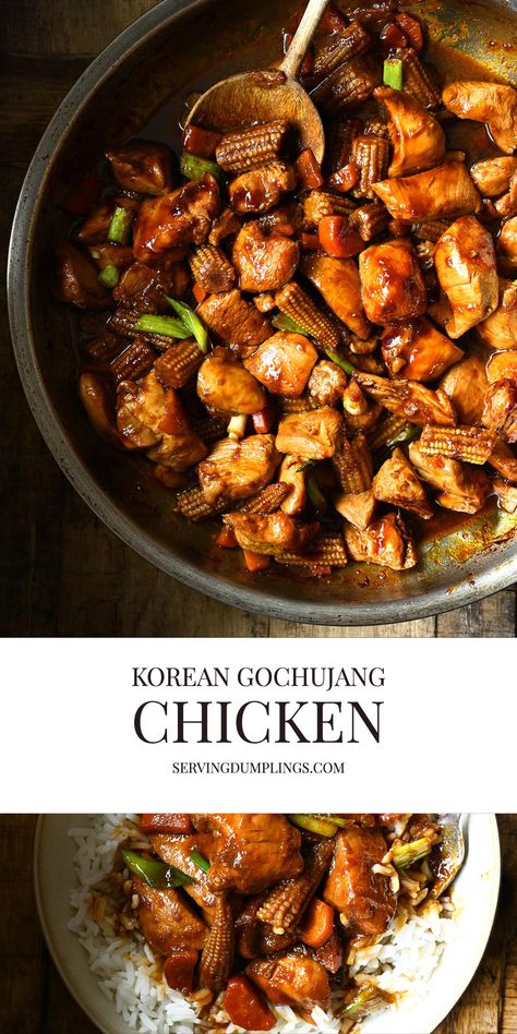 Recipe Using Gochujang, Korean Chicken Gochujang, Korean Shredded Chicken, Gochujang Chicken Stir Fry, Chicken Gochujang Recipe, Kimchi Chicken Recipe, Gochujang Recipe Dishes, Recipes With Gochujang, Korean Gochujang Chicken