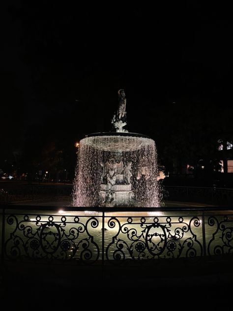 beautiful fountain in kentucky, with statues and a starry night! Fountain Aesthetic, Things That Are Pink, Fountain Waterfall, Fountain Lights, Dream House Design, Room Things, A Starry Night, J Black, Luxurious Life