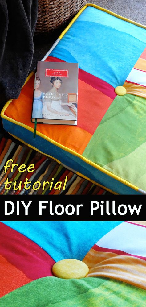 DIY Patchwork Floor Pillow Tutorial Diy Floor Pillow, Floor Pillows Diy, Cushion Tutorial, Round Floor Pillow, Pillow Tutorial, Easter Embroidery, Yule Log, Sewing Tutorials Free, Card Holder Case