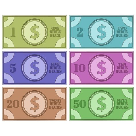 Reward Bucks Free Printable, Bible Bucks, Play Money Template, Reward Bucks, Printable Play Money, Money Template, Bible 2, Kids Rewards, Play Money