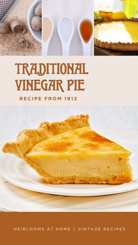 Vinegar Pie Old Fashioned, Vinegar Pie, Lemon Pie, Sweet Pie, Pies & Tarts, Comfort Food Recipes, Vintage Recipes, Pie Recipes, Dessert Table