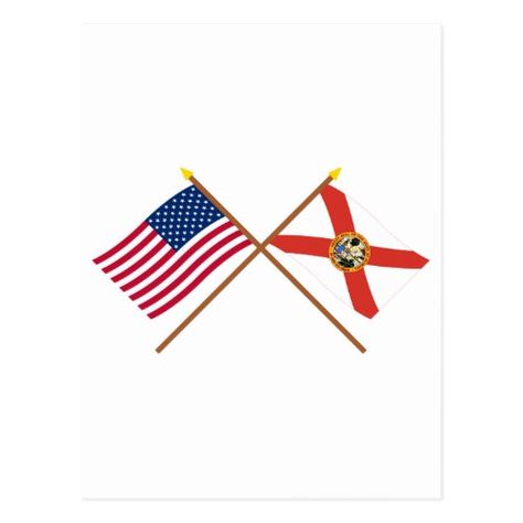 US and Florida Crossed Flags Postcard Florida State Flag, Cross Flag, Flags Of The World, State Flags, Florida State, Canada Flag, Country Flags, Hands On, Colorful Backgrounds