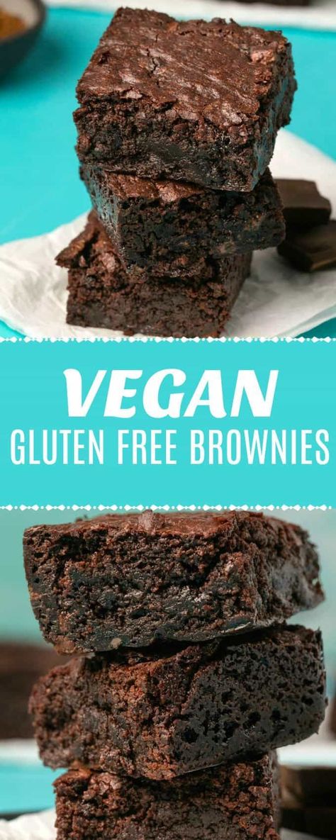 Rich, fudgy and ultra moist vegan gluten free brownies. These super easy brownies are so good no one will guess they're vegan or gluten-free! #vegan #glutenfree | lovingitvegan.com Gf Deserts, Lenten Meals, Vegan Gluten Free Brownies, Easy Brownies, Gf Treats, Bake Ideas, Vegan Potluck, Vegan Gluten Free Desserts, Vegan Brownies