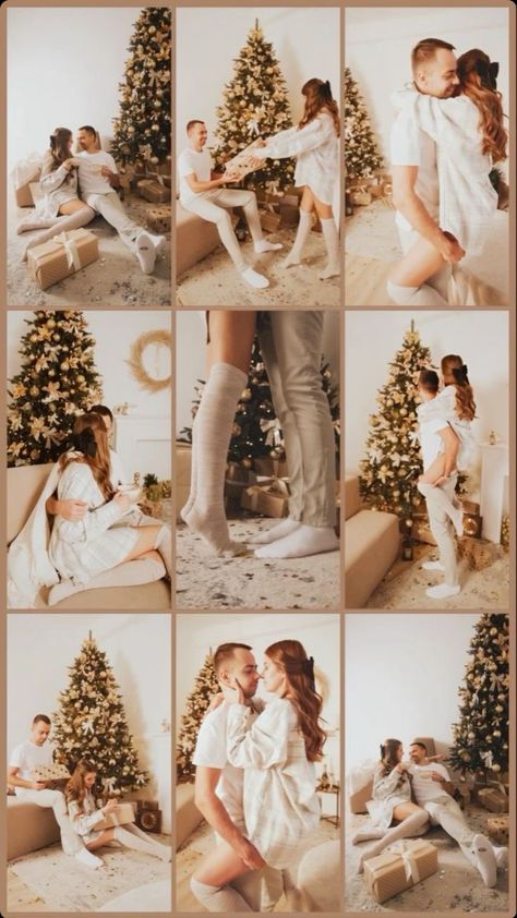 Christmas Photoshoot In Studio, Aesthetic Christmas Photoshoot, Christmas Photo Shoot Couples, Christmas Photoshoot Ideas Couples, Christmas Home Photoshoot Family, Cozy Christmas Photoshoot Family, Christmas Photography Family Indoor, Family Christmas Pictures At Home, Christmas Photoshoot Ideas At Home