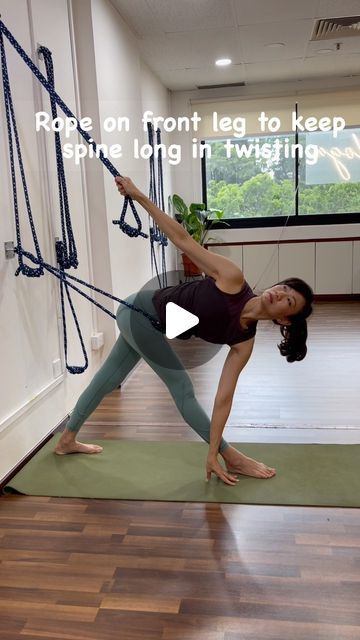 44 likes, 0 comments - iyengaryogasingapore on July 19, 2023: "Rope offers stability and traction. Try it for standing twist like parvritta trikonasana (revolving triangle). . . . . #yoga #yogaposes...". Iyengar Yoga Poses, Yoga Rope, Yoga Centre, Thai Yoga, Standing Yoga, Yoga Workshop, Yoga Wall, Yoga Center, Iyengar Yoga