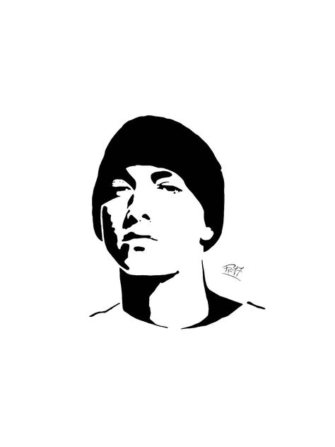 Eminem Outline Drawing, Eminem Silhouette, Stencil Graffiti Art, Eminem Stencil, Eminem Art Drawing, Eminem Tattoo Design, Eminem Drawing Easy, Tupac Silhouette, Eminem Black And White