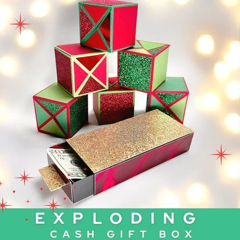 Jumping Box Pop Up Cube, Pop Up Cube Box, Crafts For Paper, Free Christmas Svg Files, Free Christmas Svg, Christmas Main, Cash Gift, Christmas Paper Crafts, Cricut Cards