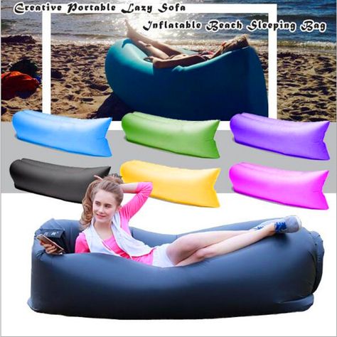 JOB ON LINE: Lounger Air Camping Sofa Beach Nylon Fabric sleep ... Bed Hammocks, Lazy Bag, Air Lounger, Sleep Bed, Beach Lounge Chair, Beach Hammock, Inflatable Lounger, Beach Bedding, Outdoor Inflatables