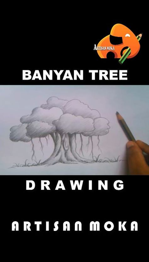 How to draw a Banyan tree step by step for beginners #drawing #art #howtodraw #draw #treedrawing Banyan Tree Drawing, Tree Drawing Easy, Tree Drawing For Kids, Beginners Drawing, Shorts Drawing, Banyan Tree, Tree Drawing, Drawing Easy, Drawing Art