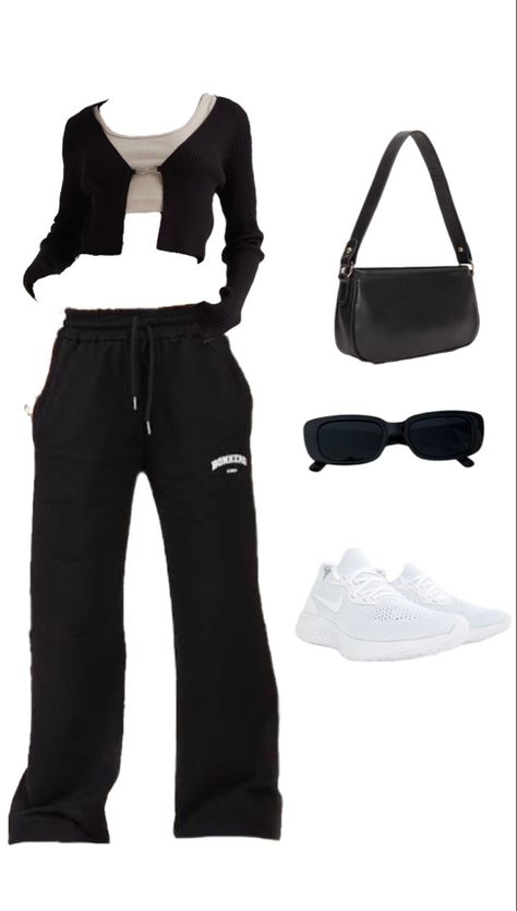 Tank top: H&M Cardigan: H&M Joggers: Bonkers Sunglass: Urbanic Shoe: Nike Bag: H&M Nike Bag, Joggers Outfit, Shoe Nike, H&m, Tank Top, Nike, Quick Saves, Clothes