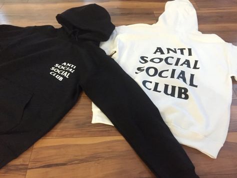 Antisocial Social Club Hoodie, Anti Social Hooded Sweatshirts, Black, Long Sleeve - https://www.etsy.com/shop/CustomCityInk/items Antisocial Social Club, Anti Social Social Club, Anti Social, Social Club, White Sweatshirt, Kanye West, Black Long Sleeve, Unisex Hoodies, Hooded Sweatshirts