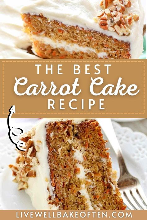 This Carrot Cake recipe from Live Well Bake Often is honestly the BEST! Not only is this carrot cake easy to make, but it’s so incredibly moist and full of flavor that it’s almost impossible to stop at one piece. The cream cheese icing is so yummy and creamy! This recipe is perfect for parties, holidays, and anytime you need a delicious dessert! Try the best carrot cake recipe today! Carrot Cake Recipe Homemade, Live Well Bake Often, Best Carrot Cake Recipe, The Best Carrot Cake, Bread Dipping, Carrot Cake Recipe Easy, Homemade Carrot Cake, Best Carrot Cake, Slow Cooker Desserts