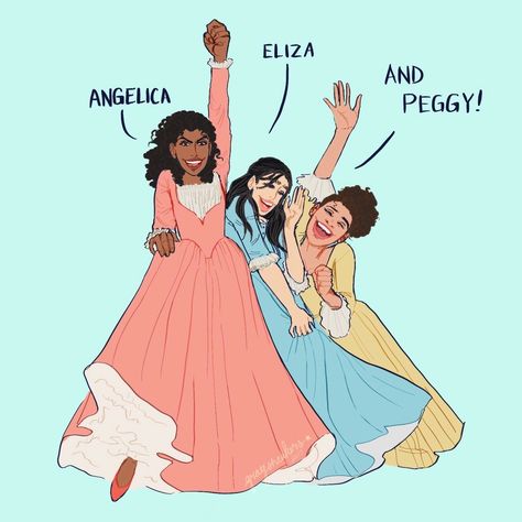 this captures like all their personalities wow Schuyler Sisters Fanart, Angelica Hamilton, Hamilton Tumblr, The Schuyler Sisters, Hamilton Drawings, Hamilton Comics, Ella Enchanted, Hamilton Lin Manuel Miranda, Hamilton Lin Manuel