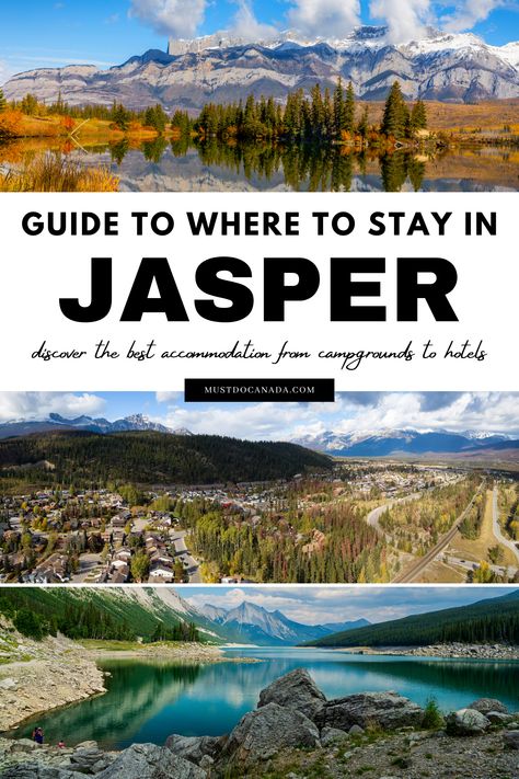 Are you planning to travel to Jasper, Alberta? Here's the ultimate guide to where to stay in Jasper, including the best campgrounds in Jasper, plus a range of Jasper hotels and bed and breakfasts that are perfect for every traveller. Start planning your Jasper vacation today! I places to stay in Jasper I hotels in Jasper I accommodation in Jasper I Alberta hotels I where to stay in Alberta I Canada travel I #Jasper #Alberta #Canada Things To Do In Jasper Alberta, Jasper Alberta Canada, Banff And Jasper Itinerary, Canada Tourism, Jasper Canada, Most Beautiful Places On Earth, Jasper Alberta, Alberta Travel, Canada Trip