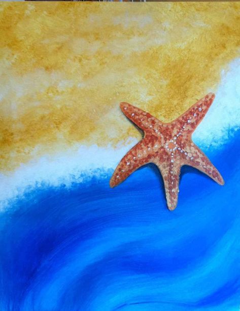 Paint And Sip At Home, Paint And Sip Ideas, Starfish Painting, Hand Art Kids, Acrylic Painting Inspiration, Home Kits, Tropical Painting, Jellyfish Art, Caribbean Art