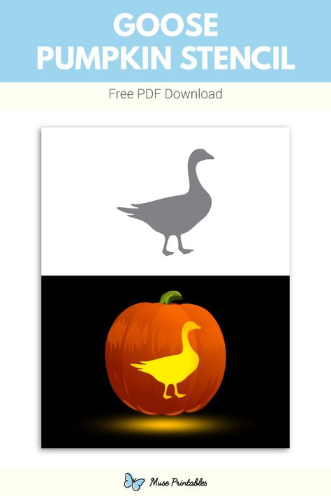 Free printable goose pumpkin stencil. Download it at https://museprintables.com/download/pumpkin-stencil/goose/ Lion Pumpkin, Pumpkin Carving Printables, Pumpkin Stencils Free Printable, Diy Stencil Patterns, Printable Pumpkin Stencils, Pumpkin Carving Stencils Free, Pumpkin Stencils Free, Halloween Yard Art, Pumpkin Stencils