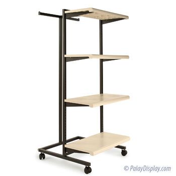 Designer 400 - Double Feature - Designer 400 Retail Display Series - Clothing Racks - Garment Racks - Retail Garment Racks Grey Shelves, Wire Shelving Units, Steel Shelving, Mobile Display, Office Bookcase, Cube Bookcase, Deep Shelves, Rolling Storage, Shelving Racks