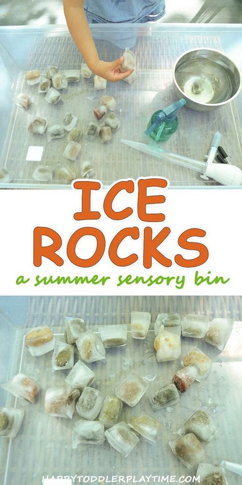 Ice Rocks Sensory Bin – HAPPY TODDLER PLAYTIME Rock Preschool Activities, Rock Activities For Toddlers, Rock Activities For Preschool, Sensory Activity, Toddler Sensory, Sensory Boxes, Sensory Table, Aktivitas Montessori, Toddler Snacks