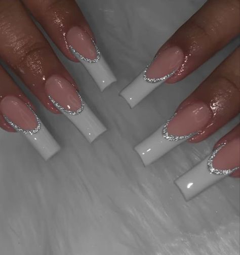 Square Acrylic Nails Long, Nails Long Acrylic, Acrylic Nails Long, Paznokcie Hello Kitty, Formal Nails, Beige Nails, White Acrylic Nails, French Tip Acrylic Nails, Simple Acrylic Nails