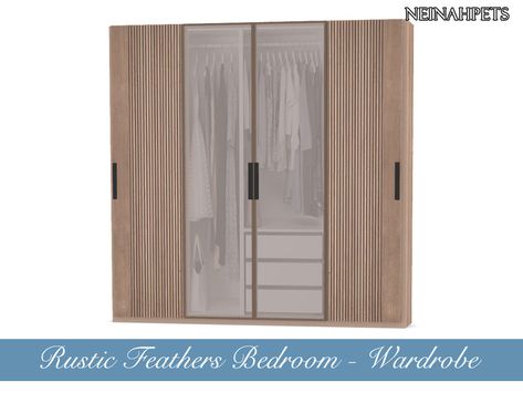 neinahpets' Rustic Feathers Bedroom Pt I - Wardrobe {Mesh Required} Sims 4 Cc Walk In Wardrobe, Wardrobe Sims 4 Cc, Sims 4 Cc Storage, Sims 4 Wardrobe Cc, Sims4 Cc Furniture Kitchen, Sims 4 Wardrobe, The Sims Resource Objects, Sims 4 Closet Cc, Sims Kitchen