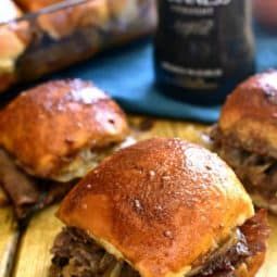 Guinness Beef Sliders - Lemon Tree Dwelling Crustless Quiche Lorraine, Sliders Recipes Beef, Sliders Recipes, Lemon Tree Dwelling, Roast Beef Sliders, Baked Sandwiches, Chicken Melts, Easy Dinner Options, Sliced Roast Beef